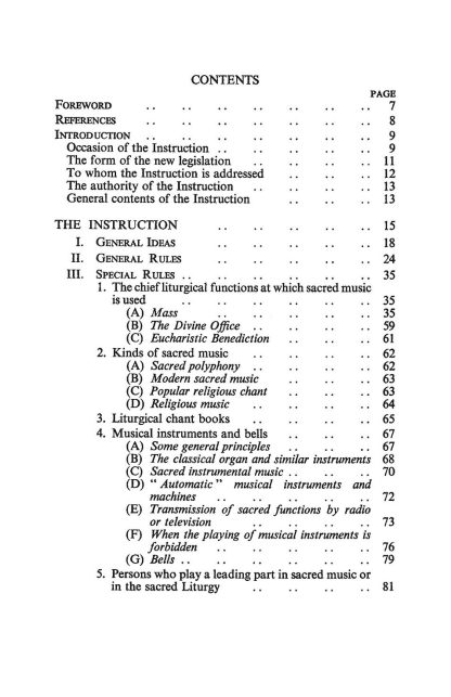 Sacred Music and Liturgy Book Contents