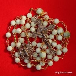 Green Moonstone Rosary of Our Lady of Lourdes in Bronze