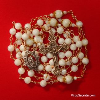 Our Lady of La Salette Mother of Pearls Rosary in Bronze