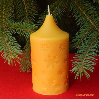 Natural Beeswax Snowflake Pillar