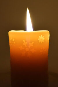 Glowing beeswax candle light