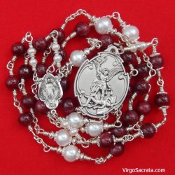 St Michael the Archangel Chaplet in Sterling Silver and Ruby Gemstones
